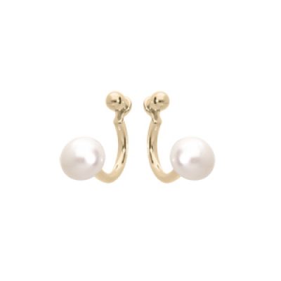 Boucles d'oreille en plaqué or avec Perle de culture d'eau douce blanche