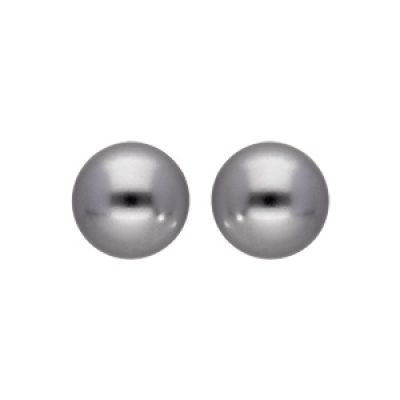Boucles d'oreille en plaqué or perle grise de synthèse 6mm et fermoir poussette