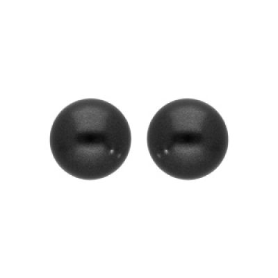 Boucles d'oreille en plaqué or perle noire 6mm et fermoir poussette