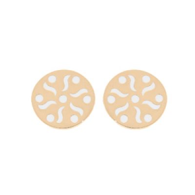 Boucles d'oreille en plaqué or motif soleil blanc et fermoir poussette