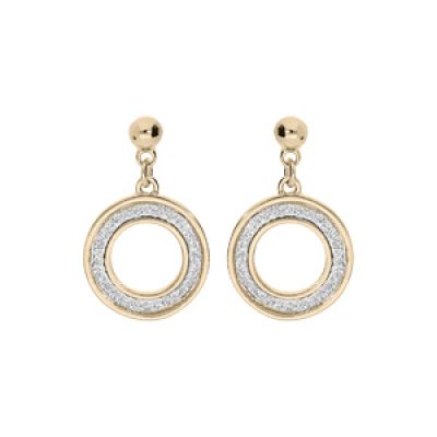Boucles d'oreilles pendantes en plaqué or anneau suspendu avec glitter et fermoir poussette