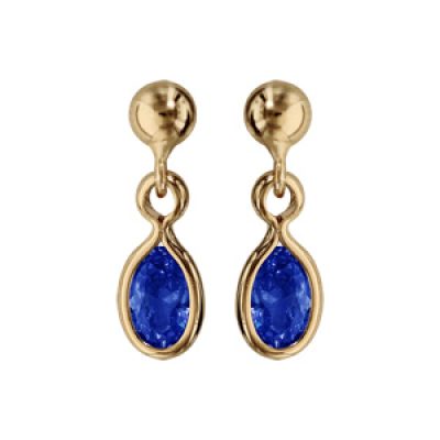 Boucles d'oreille pendantes en plaqué or avec navette bleu nuit et fermoir poussette