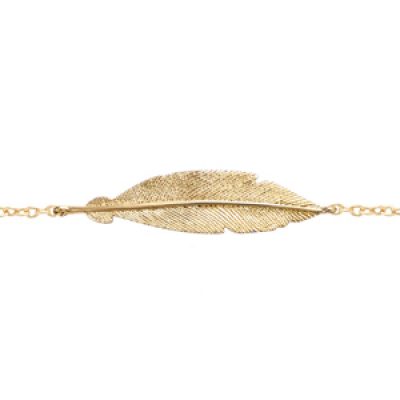 Bracelet en plaqué or chaîne avec plume 16+2cm