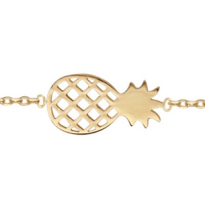 Bracelet en plaqué or chaîne avec ananas - longueur 16+2cm