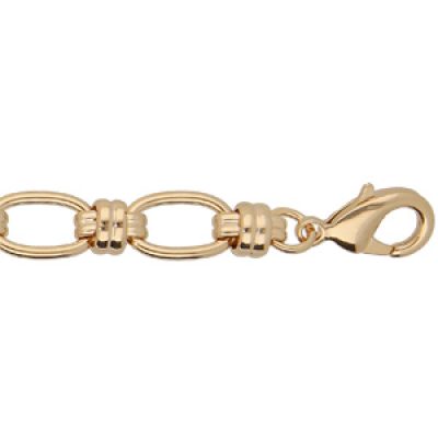 Bracelet en plaqué or avec grosses mailles ovales fermoir mousqueton  19+3cm