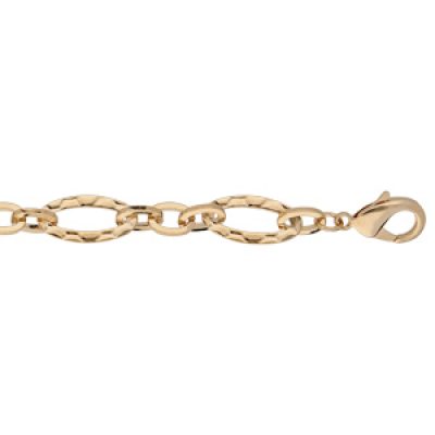 Bracelet en plaqué or avec mailles ovales martelées fermoir mousqueton 18