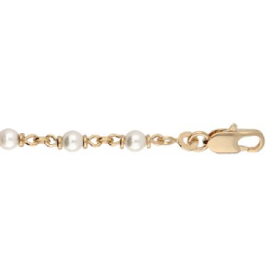 Bracelet en plaqué or avec perles blanches de synthése 16+3cm