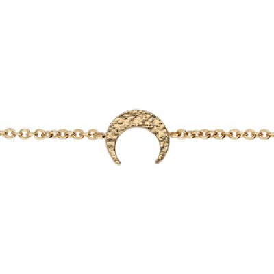 Bracelet en plaqué or chaîne croissant de lune martelé 16+2cm