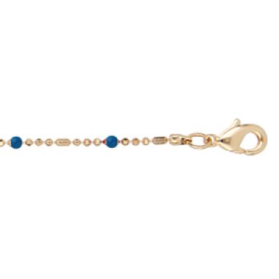 Bracelet en plaqué or boules et perles bleues nuit 15+3cm