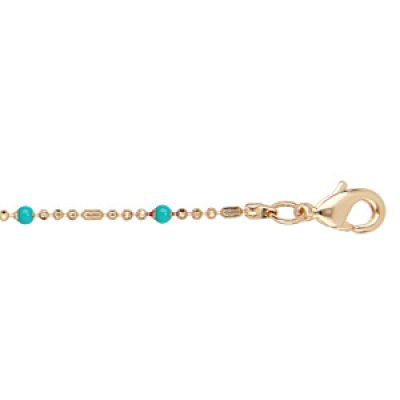Bracelet en plaqué or boules et perles vertes 15+3cm