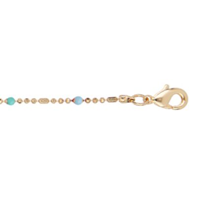 Bracelet en plaqué or boules et perles multi couleurs 15+3cm