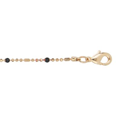Bracelet en plaqué or boules et perles noires 15+3cm