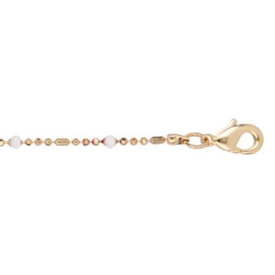 Bracelet en plaqué or boules et perles blanches 15+3cm
