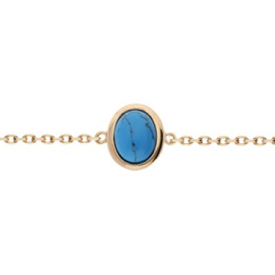 Bracelet en plaqué or chaîne avec turquoise de synthèse 16+3cm