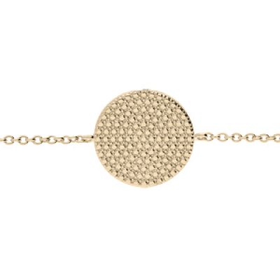 Bracelet en plaqué or chaîne avec rond motif picot 16+2cm