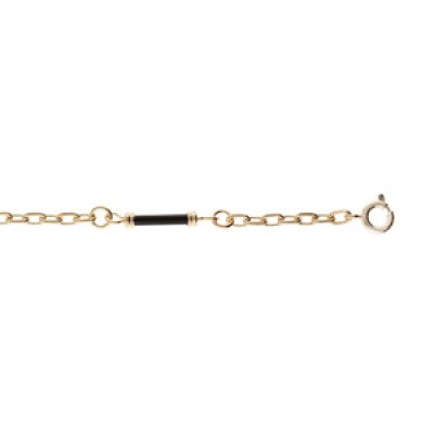 Bracelet en plaqué or chaîne avec tubes noirs 18cm