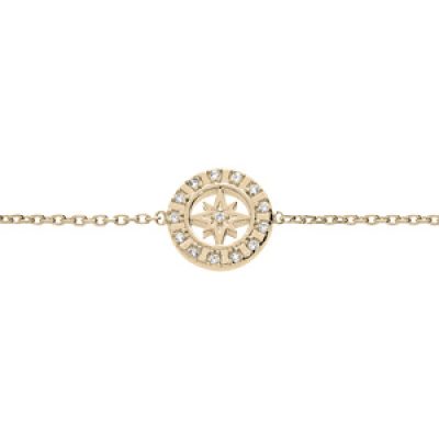 Bracelet en plaqué or chaîne avec étoile du nord et oxydes blancs sertis 16+2cm