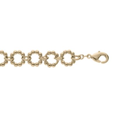Bracelet en plaqué or maille multi ronds évidés motif boules 16+3cm