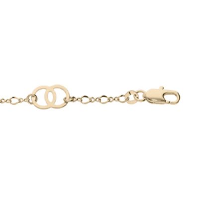 Bracelet en plaqué or chaîne avec double anneaux 18cm réglable