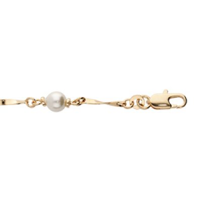 Bracelet en plaqué or chaîne avec perles blanches 16+3cm