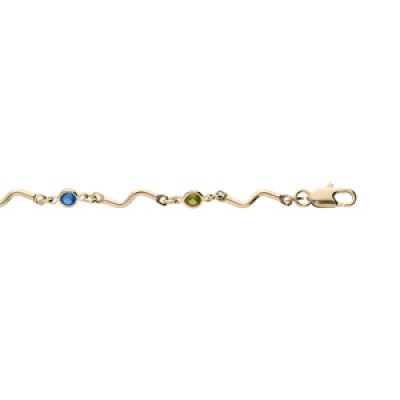 Bracelet en plaqué or chaîne avec pierres multi couleurs 16+3cm