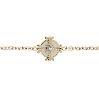 Bracelet en plaqué or chaîne avec rond blanc