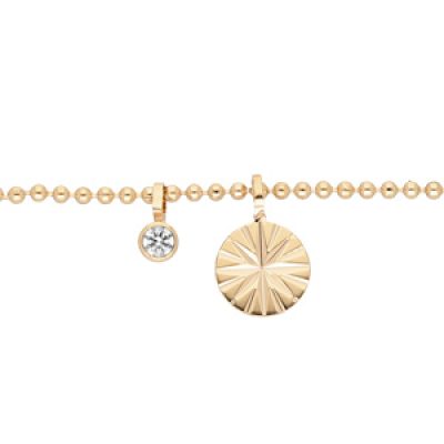 Bracelet en plaqué or chaîne ethnique avec pampille étoile et oxyde blanc 16+3cm