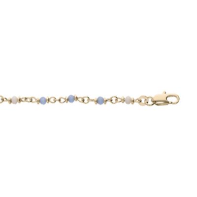 Bracelet en plaqué or tutti frutti avec pierres bleues et blanches 16+3cm