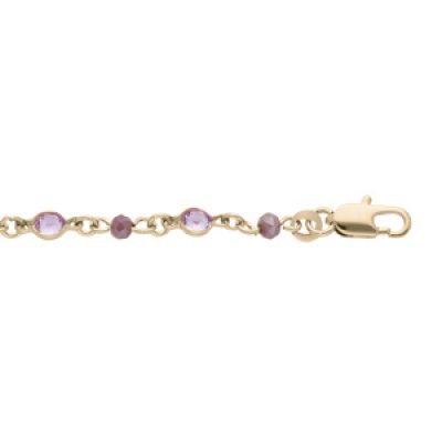 Bracelet en plaqué or tutti frutti avec pierres violettes 16+3cm