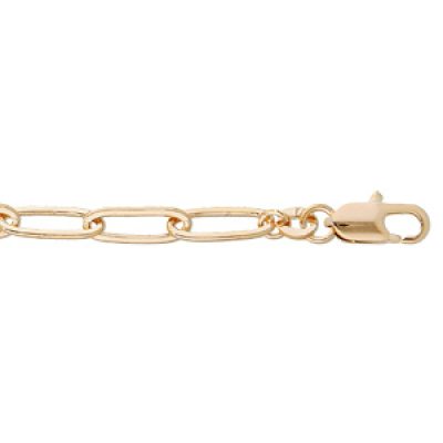 Bracelet en plaqué or mailles rectangulaires régulières moyennes 16+3cm