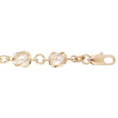 Bracelet en plaqué or avec perles blanches 16+3cm