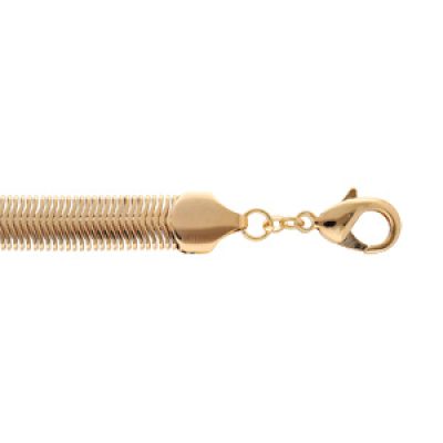 Bracelet en plaqué or maille serpent plate 19+3cm