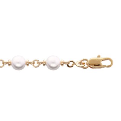 Bracelet en plaqué or avec perles blanches 16+3cm