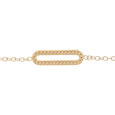 Bracelet en plaqué or chaîne avec maillon rectangulaire perlé 16+3cm