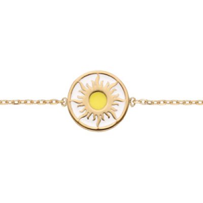Bracelet en plaqué or chaîne avec pastille soleil coeur jaune 16+3cm
