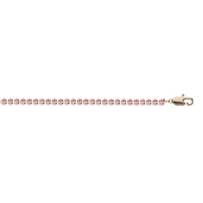 Bracelet en plaqué or rivière d'oxydes roses sertis 17+3cm