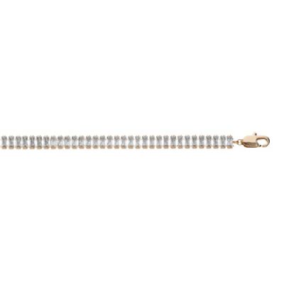 Bracelet en plaqué or rivière d'oxydes rectangulaires blancs sertis 17+3cm