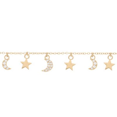 Bracelet en plaqué or chaîne avec pampilles lune