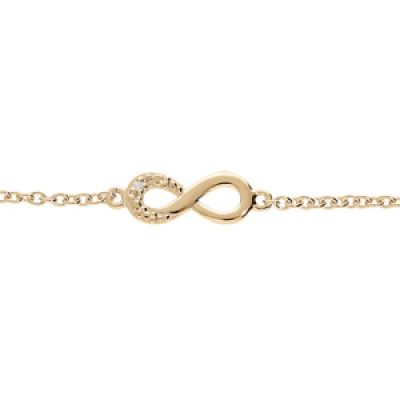 Bracelet en plaqué or chaîne avec infini et oxydes blancs sertis 15+3cm