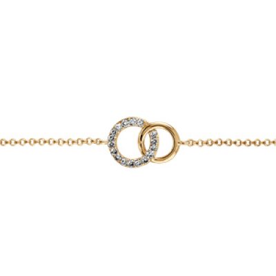 Bracelet en plaqué or chaîne avec 2 petits anneaux emmaillés