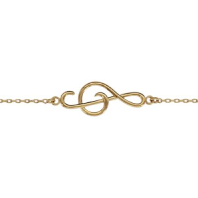 Bracelet en plaqué or chaîne avec au milieu 1 clef de sol - longueur 16
