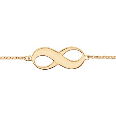 Bracelet en plaqué or chaîne avec symbole infini à graver au milieu - longueur 16cm + 3cm de rallonge