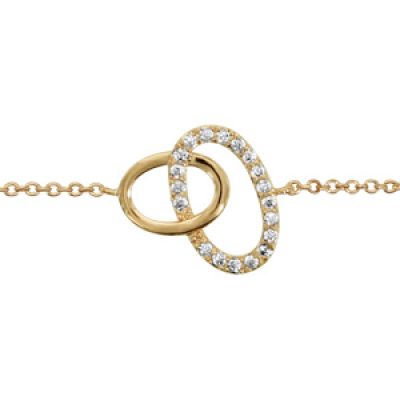 Bracelet en plaqué or chaîne avec 2 ovales de taille différente emmaillés