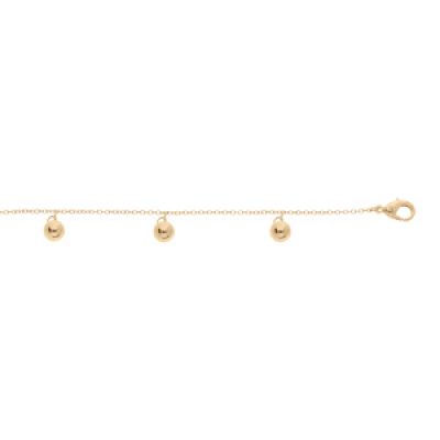 Bracelet en plaqué or chaîne avec pampilles boules 16+3cm
