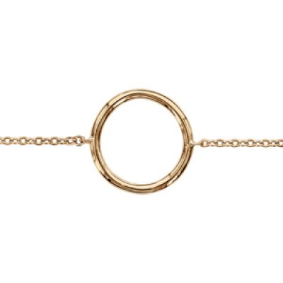 Bracelet en plaqué or chaîne avec 1 anneau diamètre 15mm au milieu - longueur 16cm + 2cm de rallonge