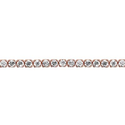 Bracelet en plaqué or rose rivière d'oxydes blancs - longueur 16cm + 2cm de rallonge