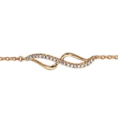 Bracelet en plaqué or chaîne avec au milieu 2 vagues reliées aux bouts