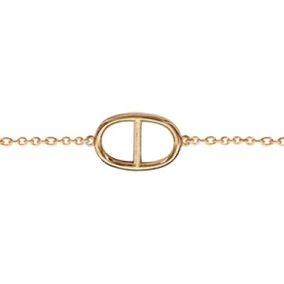 Bracelet en plaqué or chaîne avec au milieu 1 maille marine lisse - longueur 16cm + 2cm de rallonge