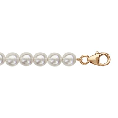 Bracelet en plaqué or et perles Swarovski blanches de 5mm - longueur 18cm + 3cm de rallonge