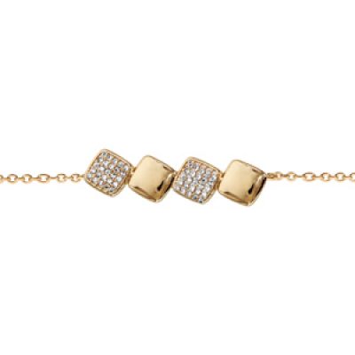 Bracelet en plaqué or chaîne avec au milieu 4 carrés